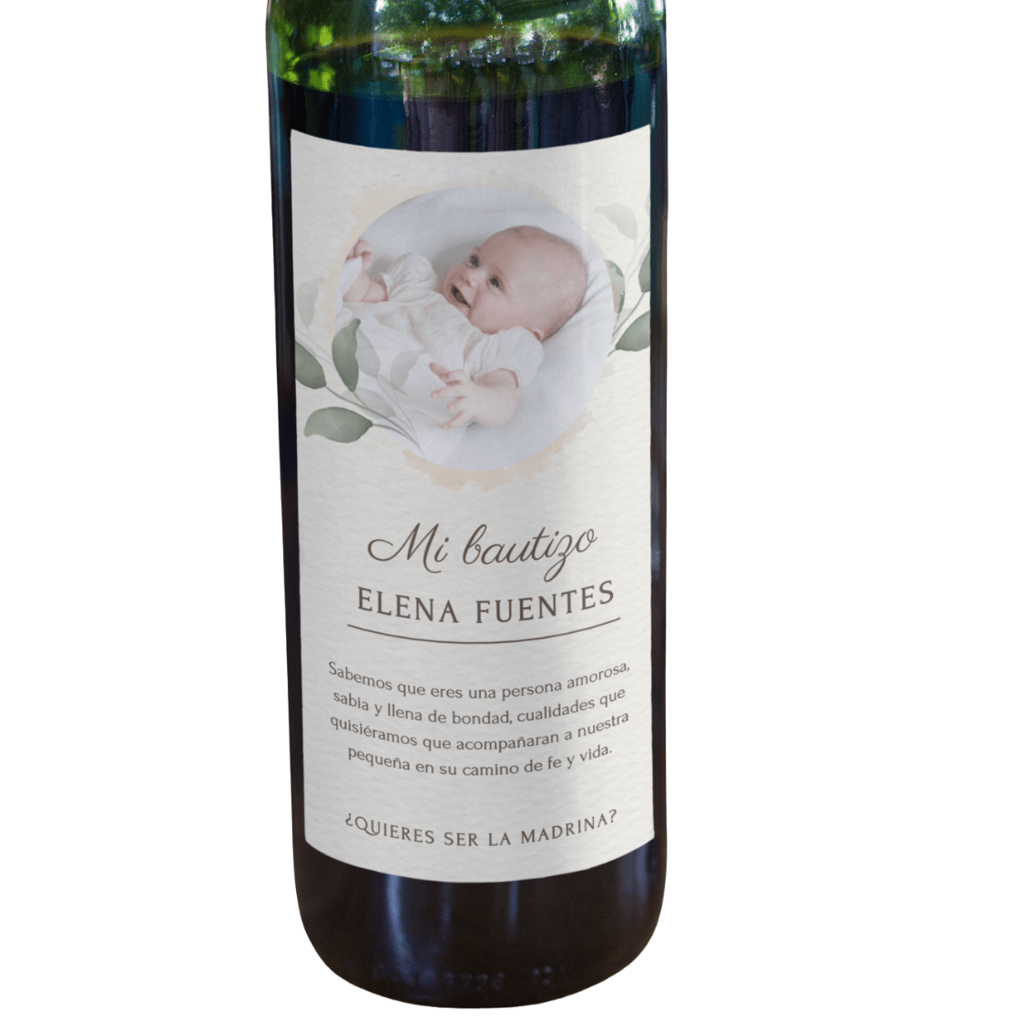 Botella de vino con etiqueta personalizada
