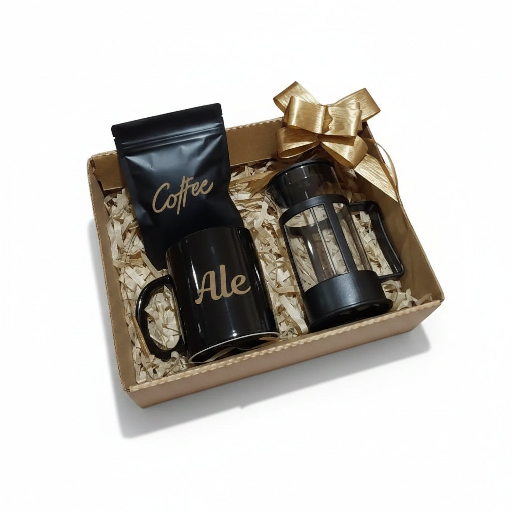 Caja de regalo cafÃ©, prensa francesa y taza - Envia Tu Regalo