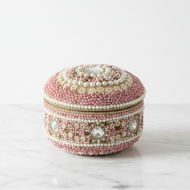 Joyero de piedras incrustadas rosa - Envia Tu Regalo