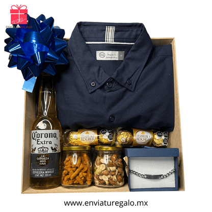 Caja de regalo para hombre camisa azul obscuro