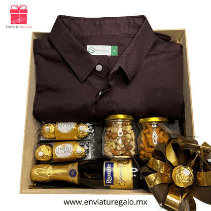 Caja de regalo para hombre camisa marrón